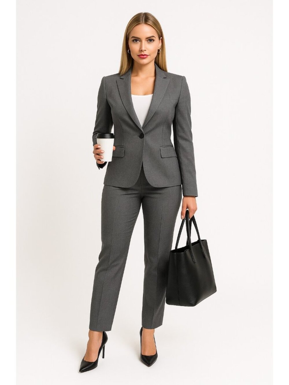 Theory Women’s Gray Wool Stretch Blazer Size 10 — Tailored One-Button Jacket — P - Picture 1 of 11